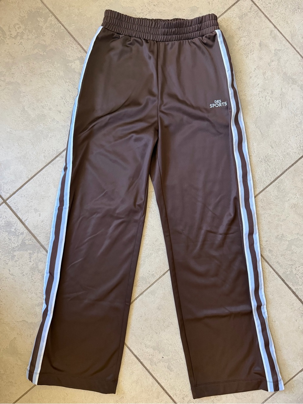 H&M Brown Track Pants with Light Blue Stripe